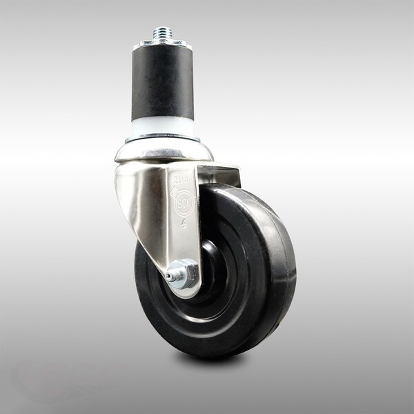 4 Inch 316SS Hard Rubber Wheel Swivel 1-7/8 Inch Expanding Stem Caster SCC
